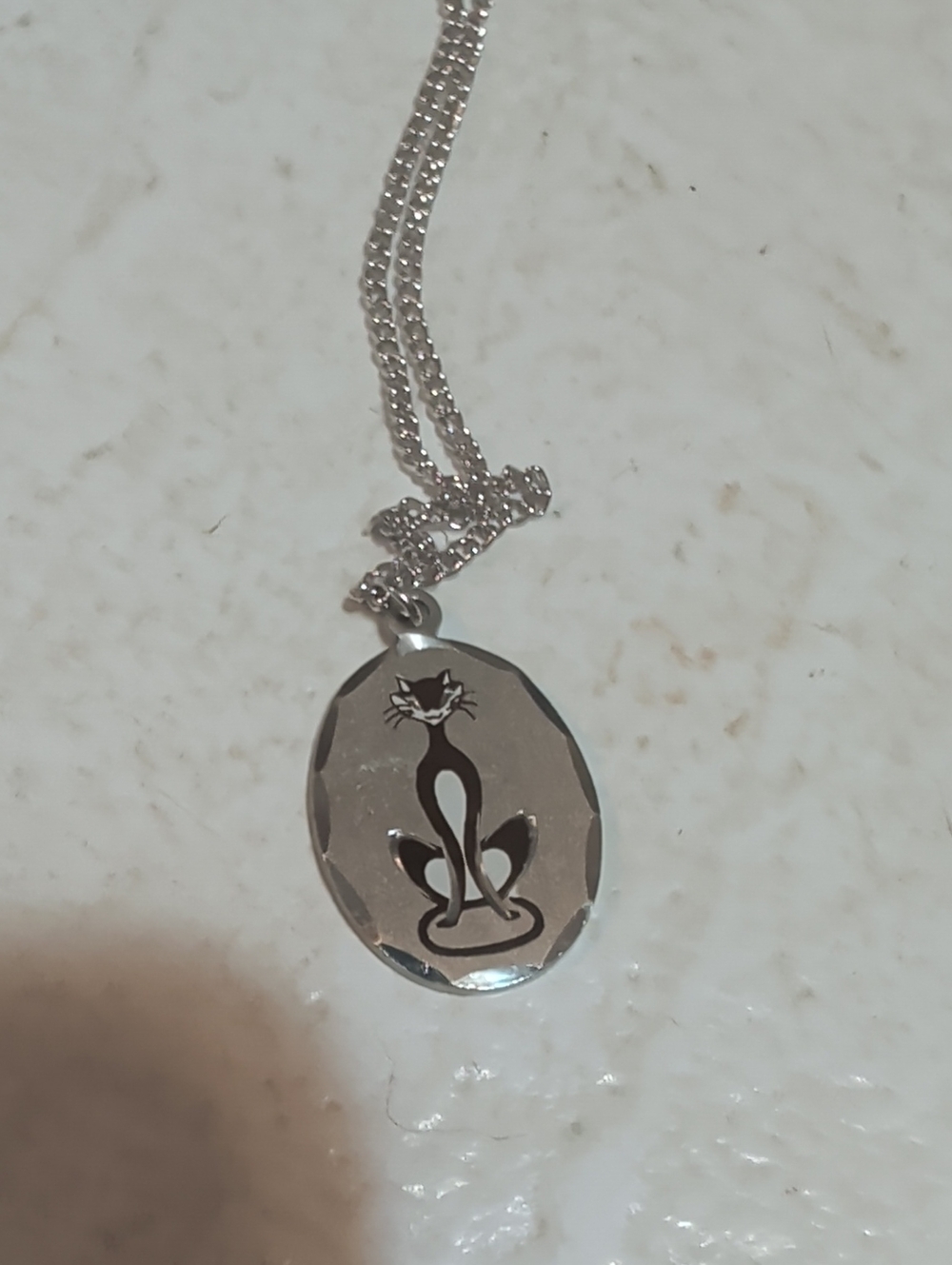Silver Cat Silhouette Pendant Necklace - Women Jewelry